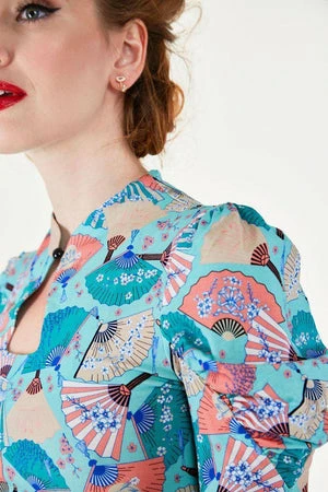 Voodoo Vixen Dita Teese Fan Print Pinup Top 5 Voodoo Vixen Dita Teese Fan Print Pinup Top - Image 5