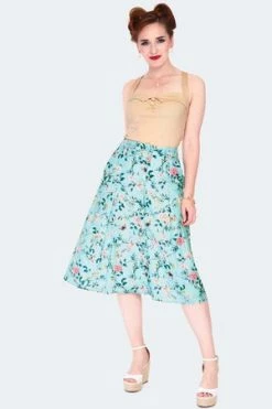Voodoo Vixen Ditsy Butterfly Print Button Front Midi Skirt -Clorhing Shop ditsy butterfly print button front midi skirt ska 3753 02.1487 300x