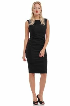 Voodoo Vixen Claudette Wiggle Dress -Clorhing Shop dra2462 blk 01 4 1 300x