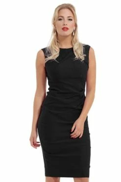 Voodoo Vixen Claudette Wiggle Dress -Clorhing Shop dra2462 blk 02 4 1 300x