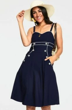 Voodoo Vixen Claudia Nautical Flared Dress -Clorhing Shop dra 8662 bi 01 300x