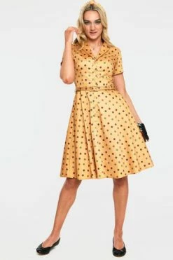 Voodoo Vixen Diana Polka Dot Collared Flared Dress -Clorhing Shop dra 9233 bi 01 300x