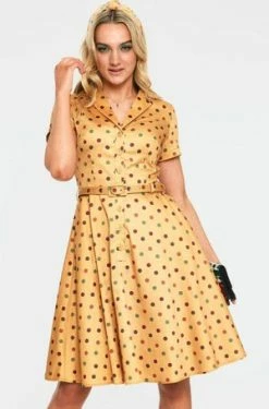 Voodoo Vixen Diana Polka Dot Collared Flared Dress