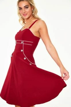 Voodoo Vixen Claudia Nautical Flared Dress -Clorhing Shop dra 9308 bi 03 300x