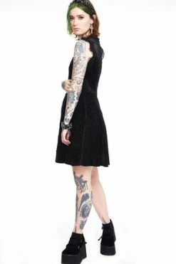 JAWBREAKER Embroidered Rose Velvet Skater Dress -Clorhing Shop dra 9357 bi 03 300x