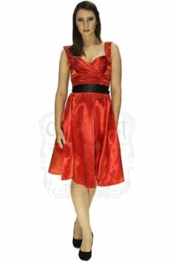 Dr Faust Draped Heart Silk Red Midi Dress - Cora