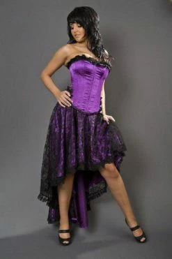 Burleska Elizium Long Burlesque Skirt In Satin & Lace Overlay -Clorhing Shop elizium long burlesque skirt in satin lace overlay burleska 3 300x