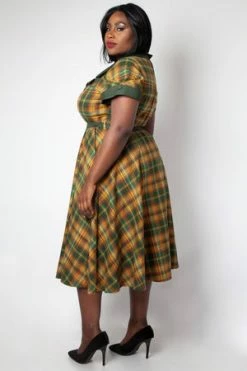 Voodoo Vixen Ella Tartan Flared Dress -Clorhing Shop ella tartan flared dress voodoo vixen 8 300x