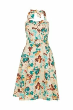 Voodoo Vixen Ella Tropical Print Halter Dress -Clorhing Shop ella tropical print halter dress voodoo vixen 5 300x