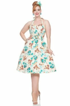 Voodoo Vixen Ella Tropical Print Halter Dress
