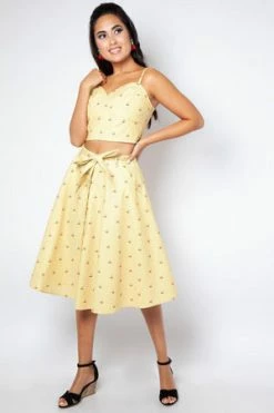 Voodoo Vixen Emily Cherry Stripe Circle Skirt