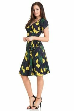 Voodoo Vixen Flora Calla Lily 40s Style Dress -Clorhing Shop flora calla lily 40s style dress voodoo vixen 3 300x