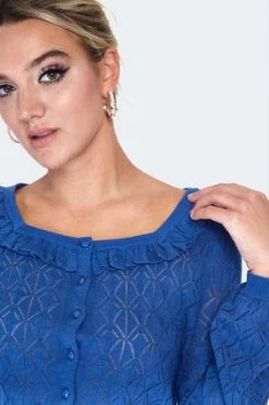 Voodoo Vixen Frill Neck Lace Knit Cardigan -Clorhing Shop frill neck lace knit cardigan caa 3604 04.1217 300x