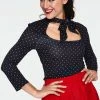 Voodoo Vixen Gail Black Polka Dot Neck Tie Top