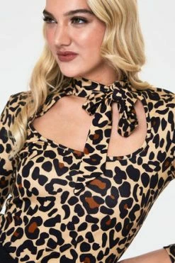 Voodoo Vixen Gail Leopard Print Neck Tie Top -Clorhing Shop gail leopard print neck tie top tpa 2455 03.1063 300x