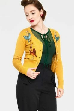 Voodoo Vixen Ginny Woodland Cardigan 35 Voodoo Vixen Ginny Woodland Cardigan -Clorhing Shop ginny mustard woodland cardigan caa 3501 01.1014 300x