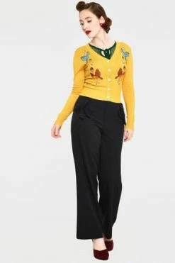 Voodoo Vixen Ginny Woodland Cardigan 39 Voodoo Vixen Ginny Woodland Cardigan -Clorhing Shop ginny mustard woodland cardigan caa 3501 04.1014 300x