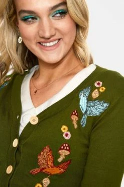 Voodoo Vixen Ginny Woodland Cardigan 28 Voodoo Vixen Ginny Woodland Cardigan -Clorhing Shop ginny olive woodland cardigan caa 3500 03.1013 300x
