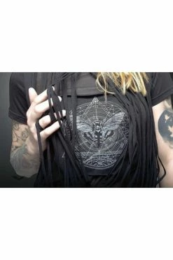 QUEEN OF DARKNESS Goth Top Decorated With Fringes -Clorhing Shop goth top decorated with fringes queen of darkness 5 300x