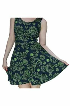 Dr Faust Green Mystical Spell Black Mini Dress - Hazel -Clorhing Shop green mystical spell black mini dress hazel dr faust 3 300x