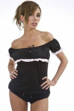 Burleska Gypsy Black Cotton Gothic Top With Frill 9 Burleska Gypsy Black Cotton Gothic Top With Frill -Clorhing Shop gypsy black cotton gothic top with frill burleska 4 300x