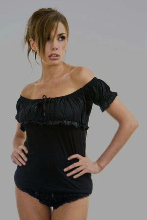 Burleska Gypsy Black Cotton Gothic Top With Frill 1 Burleska Gypsy Black Cotton Gothic Top With Frill