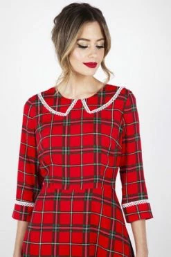 Voodoo Vixen Harley Shadow Collar Tartan Dress -Clorhing Shop harley shadow collar tartan dress voodoo vixen 4 300x