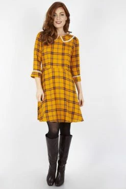 Voodoo Vixen Harley Shadow Collar Tartan Dress -Clorhing Shop harley shadow collar tartan dress voodoo vixen 8 300x