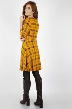 Voodoo Vixen Harley Shadow Collar Tartan Dress -Clorhing Shop harley shadow collar tartan dress voodoo vixen 9 300x