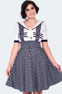 Voodoo Vixen Heart Gingham Overall Flare Skirt
