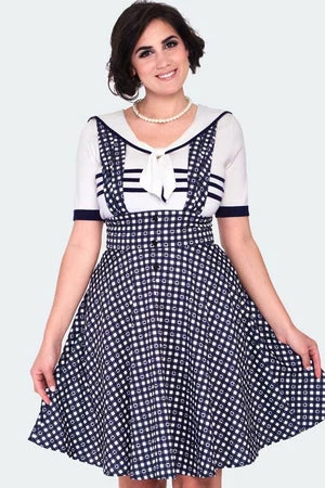 Voodoo Vixen Heart Gingham Overall Flare Skirt 1 Voodoo Vixen Heart Gingham Overall Flare Skirt