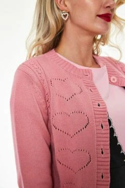 Voodoo Vixen Heart Knit Pattern Cardigan -Clorhing Shop heart knit pattern cardigan voodoo vixen 5 300x