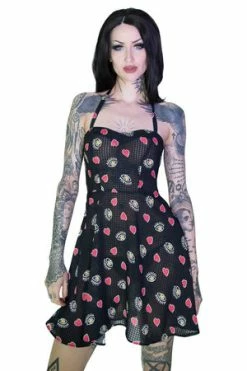 Dr Faust Hearts And Eyes Cute Black Sheer Mini Dress - Alexis
