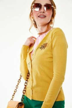 Voodoo Vixen Honey Bee Embroidered Cardigan 7 Voodoo Vixen Honey Bee Embroidered Cardigan -Clorhing Shop honey bee embroidered cardigan voodoo vixen 3 300x