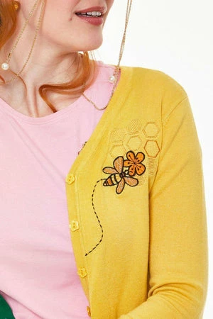 Voodoo Vixen Honey Bee Embroidered Cardigan 4 Voodoo Vixen Honey Bee Embroidered Cardigan - Image 4