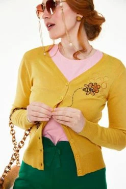 Voodoo Vixen Honey Bee Embroidered Cardigan