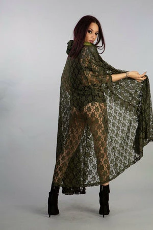 Burleska Hooded Gothic Victorian Cape In Lace 2 Burleska Hooded Gothic Victorian Cape In Lace - Image 2