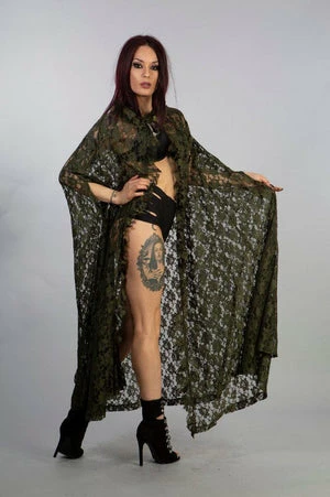 Burleska Hooded Gothic Victorian Cape In Lace 3 Burleska Hooded Gothic Victorian Cape In Lace - Image 3