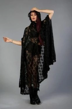 Burleska Hooded Gothic Victorian Cape In Lace 14 Burleska Hooded Gothic Victorian Cape In Lace -Clorhing Shop hooded gothic victorian cape in lace burleska 6 300x