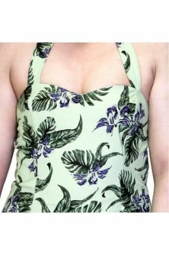 Dr Faust Indigo Flowers Olive Green Plus Size Rockabilly Midi Dress - Jadis -Clorhing Shop indigo flowers olive green plus size rockabilly midi dress jadis dr faust 3 300x