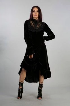 Burleska Ines Maxi Dress In Black Velvet -Clorhing Shop ines maxi dress in black velvet burleska 3 300x