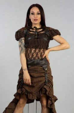 Burleska Ines Steampunk Bolero Shrug In Brown Brocade And Coffee Matte