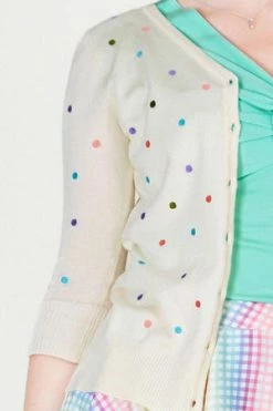 Voodoo Vixen Isla Pastel Polka Dot Cardigan -Clorhing Shop isla pastel polka dot cardigan voodoo vixen 5 300x