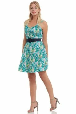 Voodoo Vixen Isra Blue Paisley Cotton Dress Dress