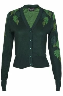 Voodoo Vixen Ivy Green Leaf Print Cardigan -Clorhing Shop ivy green leaf print cardigan voodoo vixen 6 300x