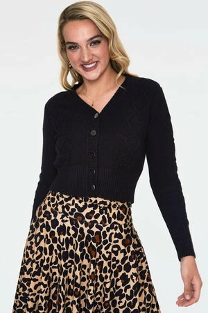 Voodoo Vixen Jazmine 1940s Heart Knit Cardigan 3 Voodoo Vixen Jazmine 1940s Heart Knit Cardigan - Image 3