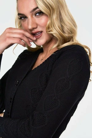 Voodoo Vixen Jazmine 1940s Heart Knit Cardigan 4 Voodoo Vixen Jazmine 1940s Heart Knit Cardigan - Image 4