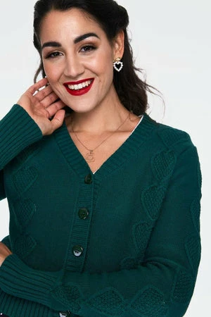 Voodoo Vixen Jazmine 1940s Heart Knit Cardigan 9 Voodoo Vixen Jazmine 1940s Heart Knit Cardigan - Image 9