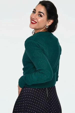 Voodoo Vixen Jazmine 1940s Heart Knit Cardigan 7 Voodoo Vixen Jazmine 1940s Heart Knit Cardigan - Image 7