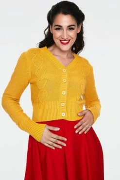 Voodoo Vixen Jazmine 1940s Heart Knit Cardigan 25 Voodoo Vixen Jazmine 1940s Heart Knit Cardigan -Clorhing Shop jazmine 1940s mustard heart knit cardigan caa 3507 01.1020 300x